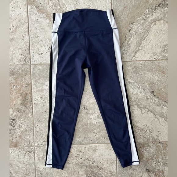 All Fenix High Rise 7/8 Leggings in Navy Blue with White and Black Stripes, L - Picture 8 of 8